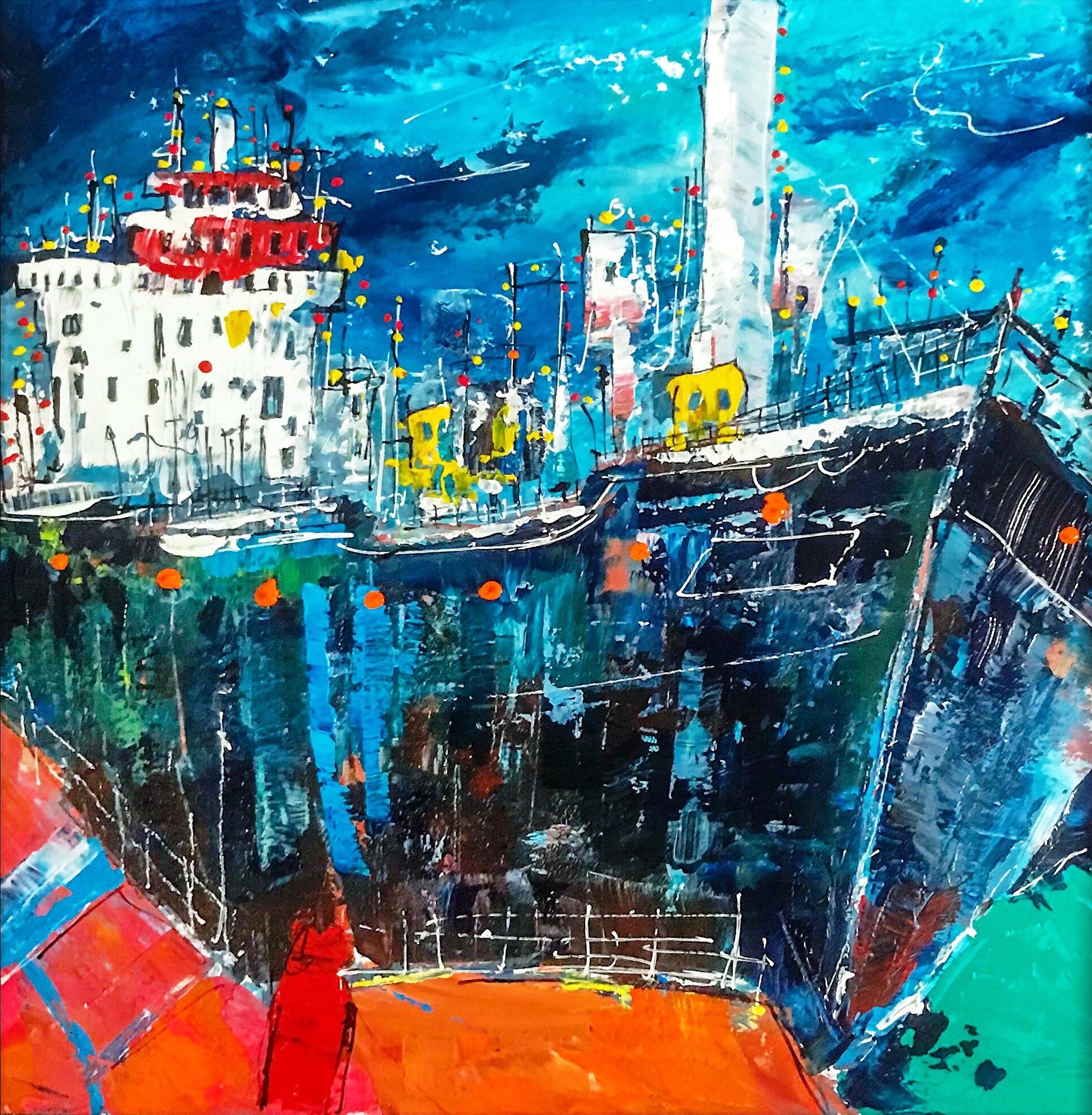 'Busy Harbour' by artist Martin John Fowler
